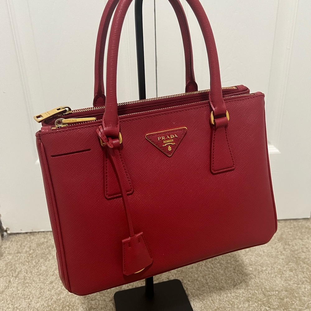 Prada Red Saffiano Leather Satchel